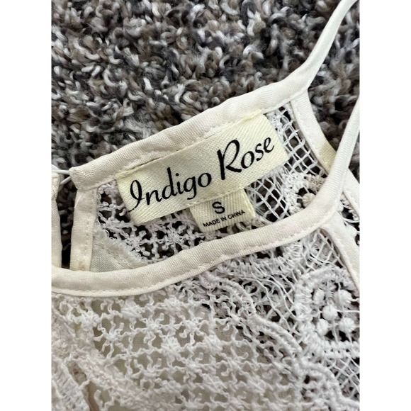 Indigo Rose Pretty Paisley Golden Cream Halter Crochet Lace Slip Dress S - Picture 9 of 12